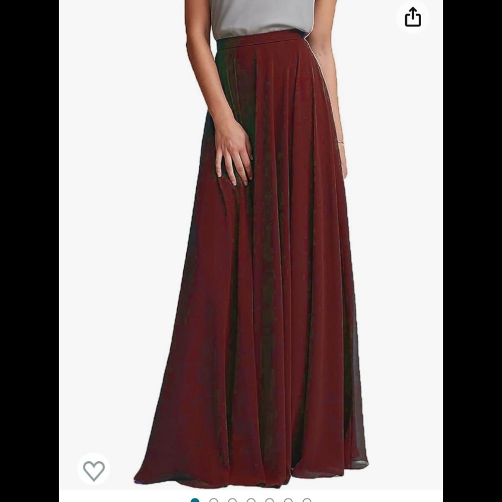 Burgundy Flowy Maxi Skirt - Picture 3 of 7